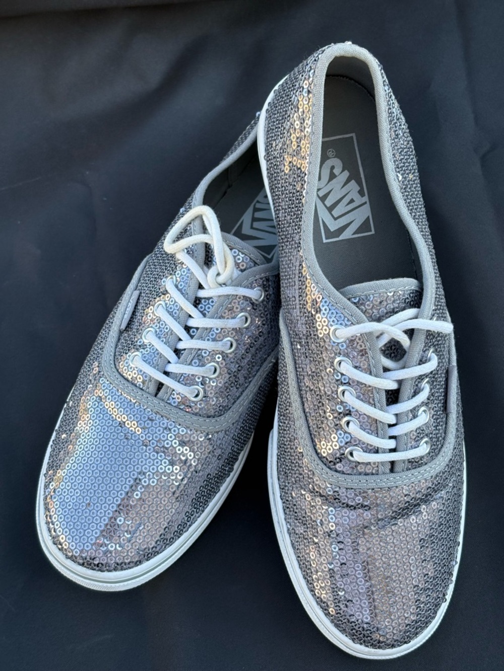 Vans Women's Silver Sequin Low-Top Sneakers